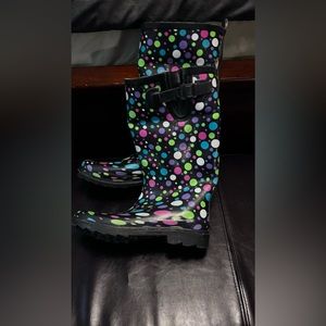 Polka dot rain boots